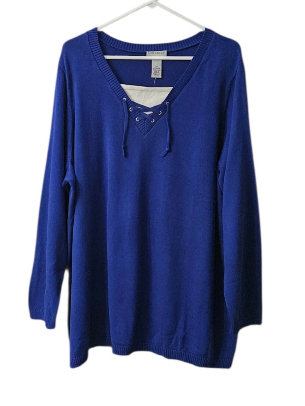 Catherines Women's Sweater Lace Up V -Neck Size 2X/22-24